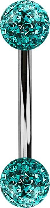 Immagine prodotto Star Piercing Banane silber mit zwei Kristallkugeln türkis Epoxy Schutzschicht (senza ottone, Titanio G23)