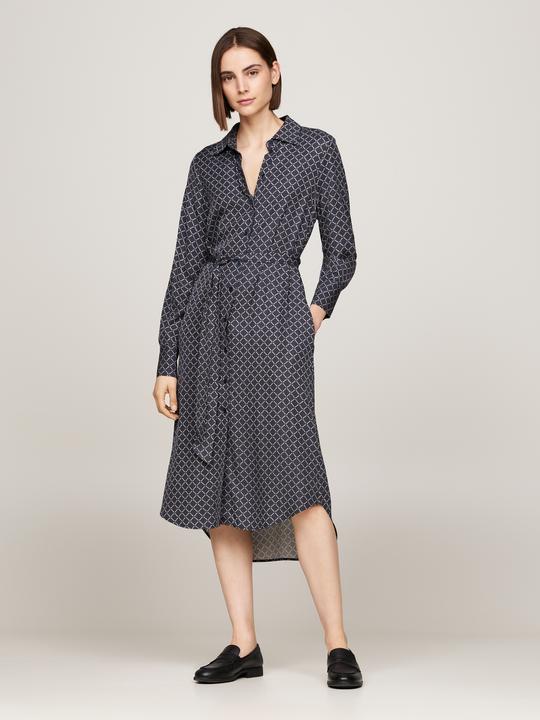 Actual product image Tommy Hilfiger Diamond Monotype Dames Jurk Viscose - Blauw - Maat 40 (40)