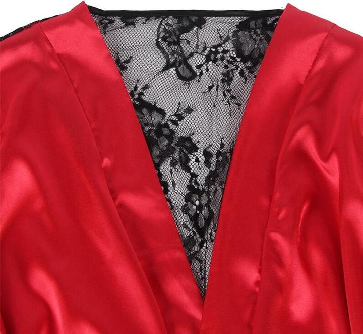 Produktbild Subblime 954017 SPITZEN-UNTERHEMD MIT TRANSPARENTEM RÃoeCKEN UND STRING, ROT/SCHWARZ, S/M (S/M)