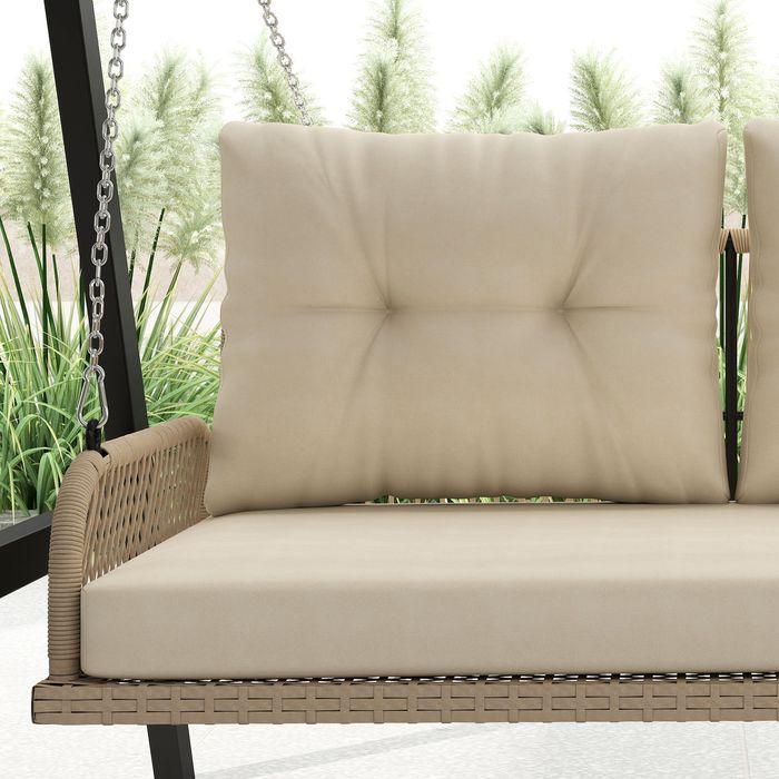 Produktbild Swisshandel24 2-Sitzer Hollywoodschaukel Rattan, bis 240 kg, 115x66x44 cm Beige
