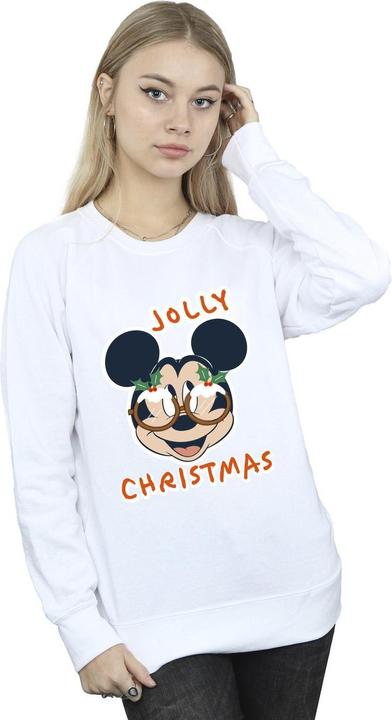 Actual product image Disney Womens/Ladies Mickey Mouse Jolly Christmas Glasses Sweatshirt (4XL)