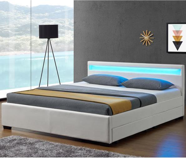 Immagine prodotto Juskys Letto imbottito Lyon con rete e illuminazione a LED (180 x 200 cm)