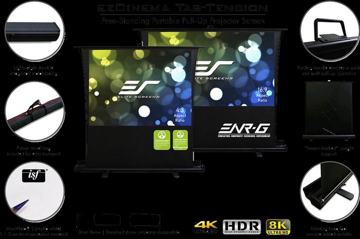 Produktbild Elite Screens Beamer Leinwand-16:9 / MaxWhite 2 TAB-TENSION / 244 x 137-MaxWhite- geeignet für: Sta (80", 16:9)