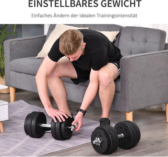 Actual product image Swisshandel24 Dumbbell set 30KG Dumbbell set with weight plates for home office gym steel PU black Kra