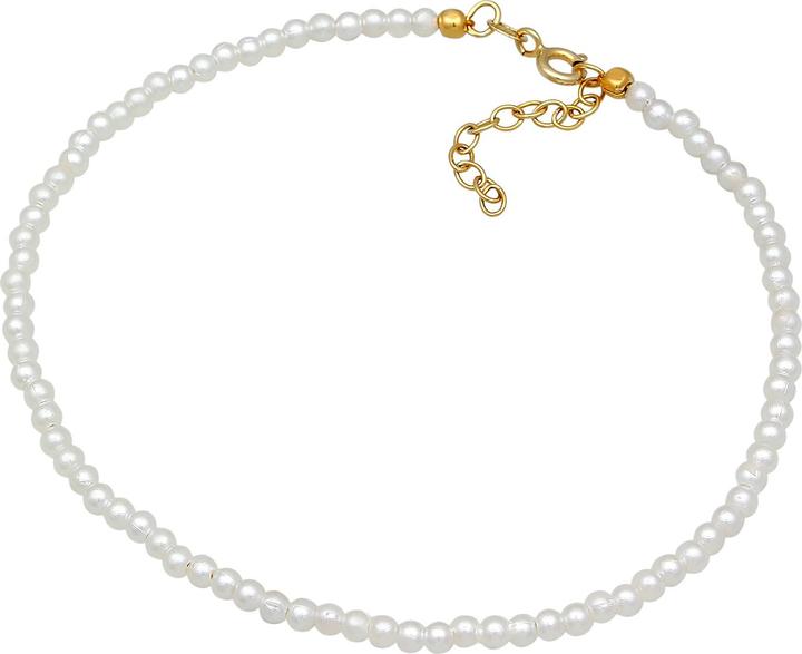 Elli Fussschmuck Perlen Synthetisch Klassik Basic 925 Silber (925 Sterling Silber vergoldet, Kupfer, Synthetische Perle, 22 cm)
