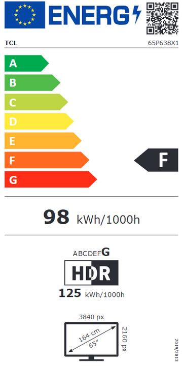Energy Label TCL 65P638 (65", LED, 4K, 2023)