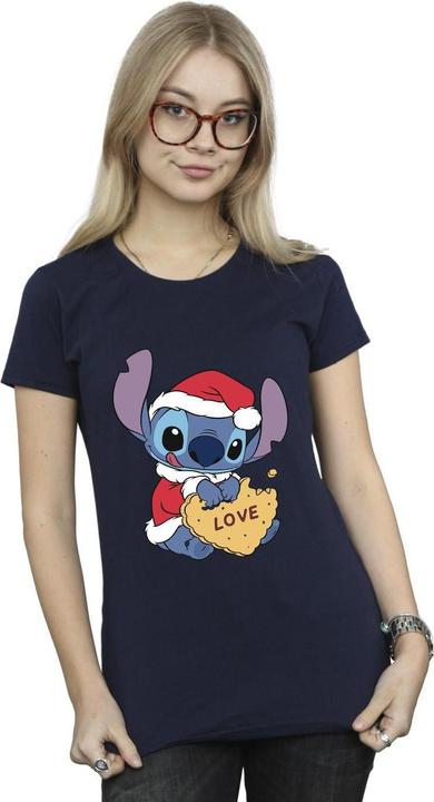 Immagine prodotto Disney Lilo And Stitch Christmas Love Biscuit Maglietta Donna (L)