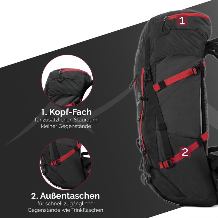 Produktbild Steinwood Wanderrucksack 35L - Wasserabweisend, mit Regenschutz & Rückenbelüftung (36 l)