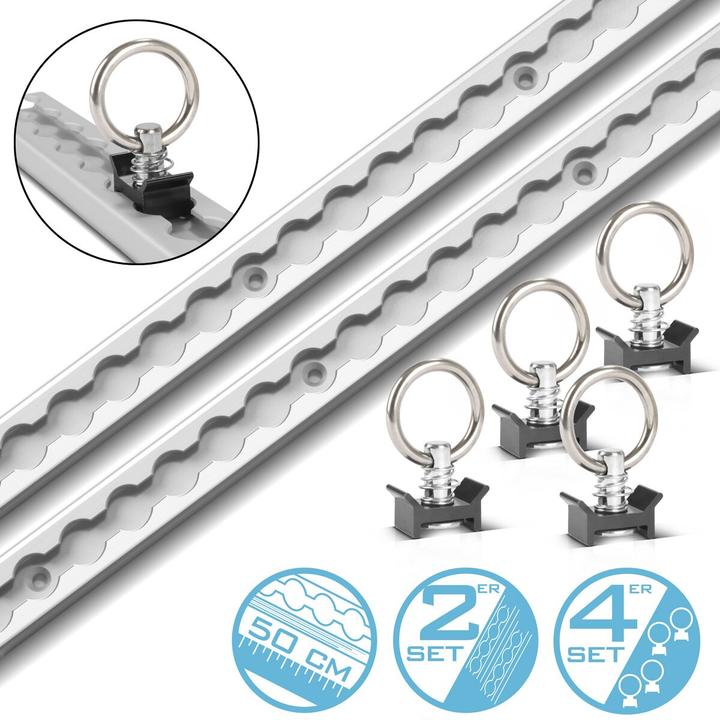 Produktbild Stahlwerk Zurrschienen 2er Set mit Zurrösen 50 cm Airlineschienen aus Aluminium