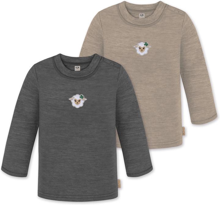 Produktbild Normani 2er Pack Baby Merino Longsleeve „Taupo" - 9473 (104)
