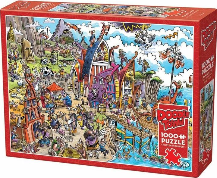 Immagine prodotto Cobble Hill Puzzle 1000 pezzi DoodleTown: Villaggio Vichingo (1000 pezzi)