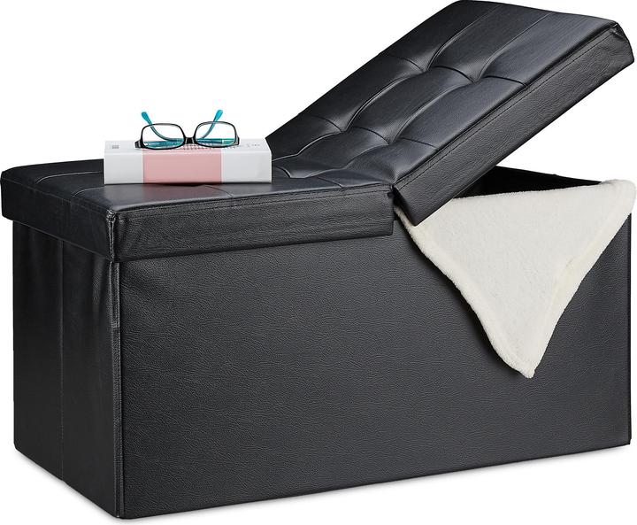 Immagine prodotto Relaxdays Contenitore Pouf, Panca Imbottita in Ecopelle (75 cm)
