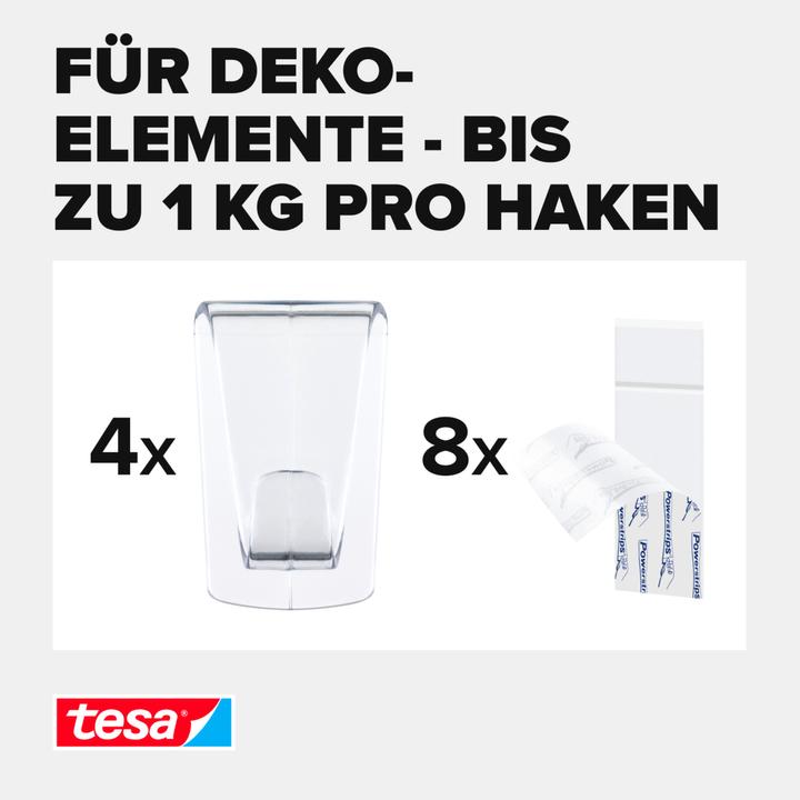 Image du produit tesa Crochet adhésif pour verre, capacité de rétention de 1 kg, détachable sans trace & repositionnable