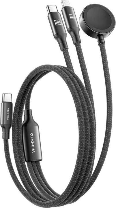 Ven-Dens 3-in-1 Flexible USB-C iPhone & Apple Watch Data & Charge Kabel 1.2m (USB 3.2 Gen 1)