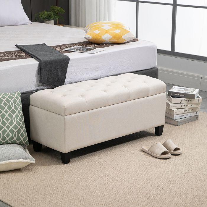 Image du produit Swisshandel24 banquette banquette rembourrée avec espace de rangement banquette coffre couloir chambre salon (100 cm)