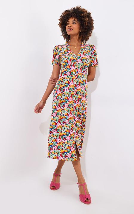 Actual product image Joe Browns Frilly Floral Shirred Midi (40)