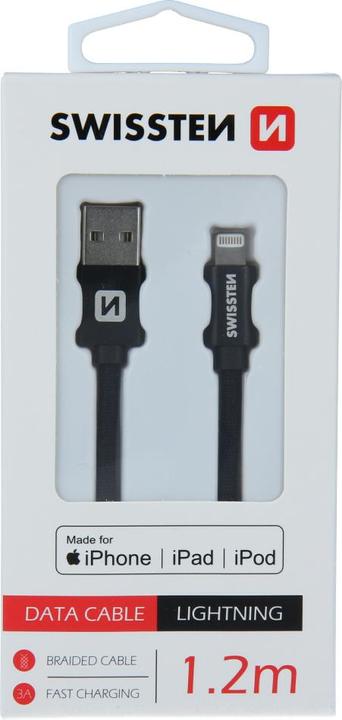 Image du produit Swissten Câble de données textile USB / Lightning MFi 1.2 M (1.20 m, USB 3.2 Gen 1)