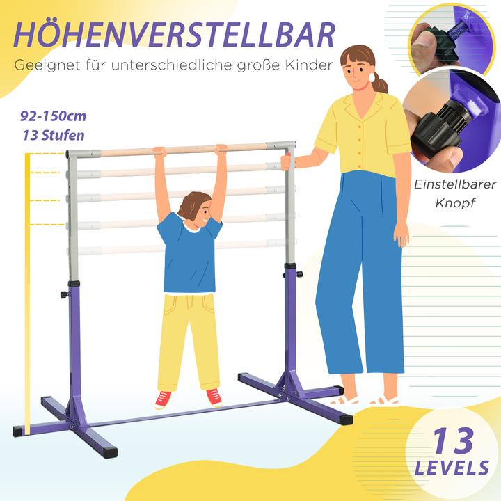 Image du produit Homcom Gymnastik-Turnreck Stahl, Buchenholz Violett