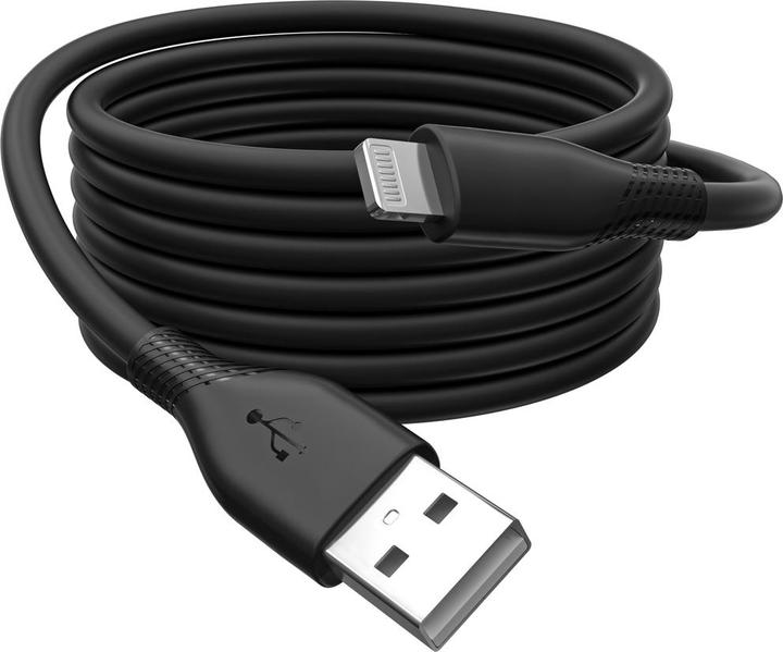 Actual product image Digitus Lightning silicone connection cable, USB-A - Lightning 0.5m, black (0.50 m, USB 2.0)