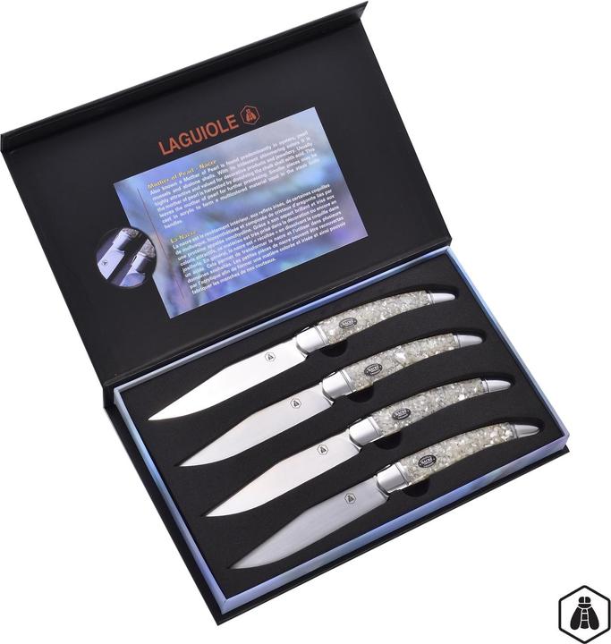 Immagine prodotto Laguiole Set di coltelli da bistecca con manico in madreperla, 4 pezzi (4 Pezzo/i, Coltello)