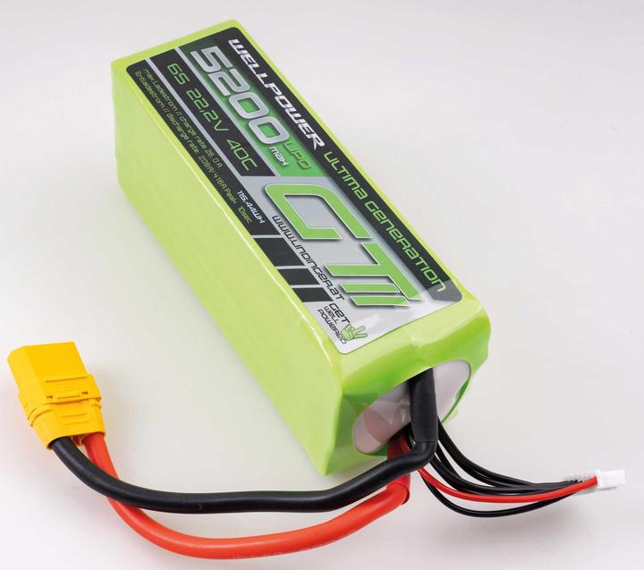 Actual product image Wellpower LIPO AKKU ULTIMA GT II 5200 MAH / 22,2 Volt 6S 40/80C CH5/8 115,44WH XT-90 (22.20 V, 5200 mAh)