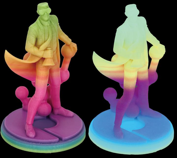 Produktbild Polymaker Luminous Filament PLA nachleuchtend Leucht-Regenbogen (PLA, 1.75 mm, 1000 g, Mehrfarbig)
