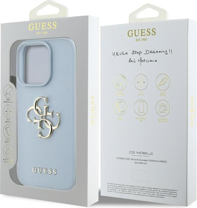 Image du produit Guess Hardcase PU Grained Big 4G and Classic Logo Case for iPhone 16 Pro 6,3" Blue (Apple iPhone 16 Pro)