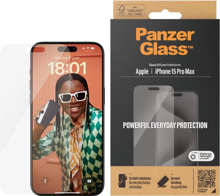 Immagine prodotto PanzerGlass Pellicola protettiva Classic Fit (1 Pezzo/i, Apple iPhone 15 Pro Max)