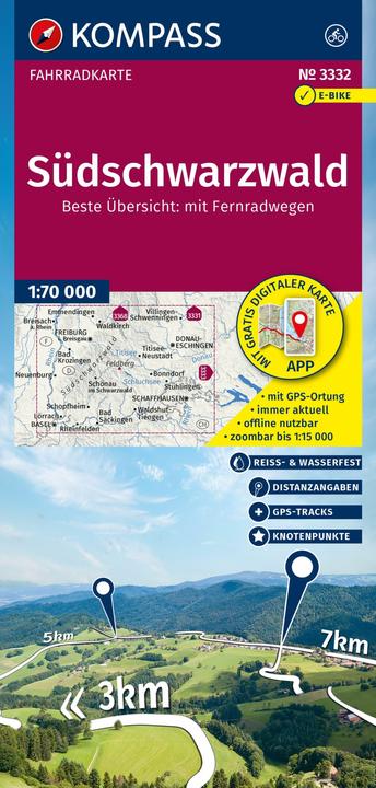Image du produit Fahrradkarte 3332 Südschwarzwald mit Knotenpunkten 1:70.000