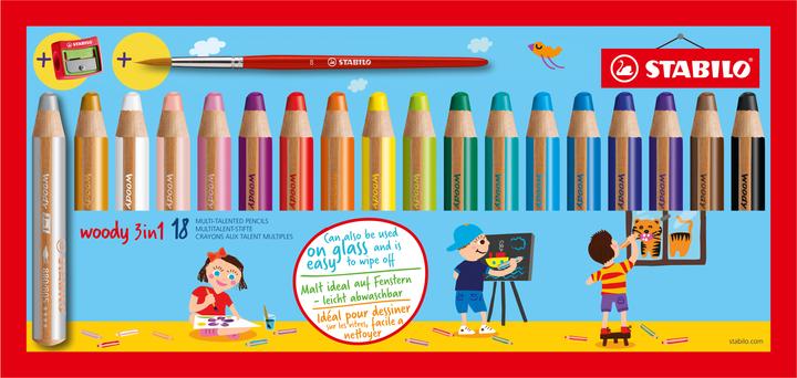 STABILO woody 3 in 1 (Mehrfarbig, 18 x)