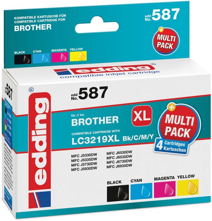 Energie-Label Edding EDD-587 schwarz, cyan, magenta, gelb Druckerpatronen kompatibel zu brother LC-3219XLBK/C/M/Y