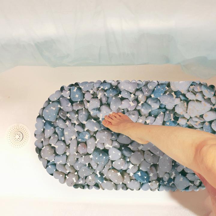 Actual product image Relaxdays Anti-Slip Bath Mat, Stone-look (36 x 68 x 0.5 cm)