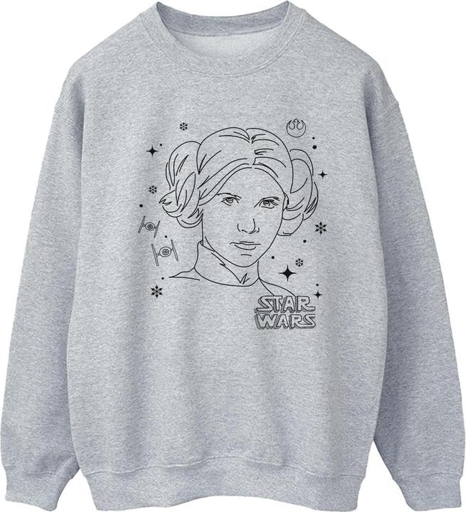 Actual product image Star Wars Womens/Ladies Episode IV: A New Hope Leia Christmas Sketch Sweatshirt (L)