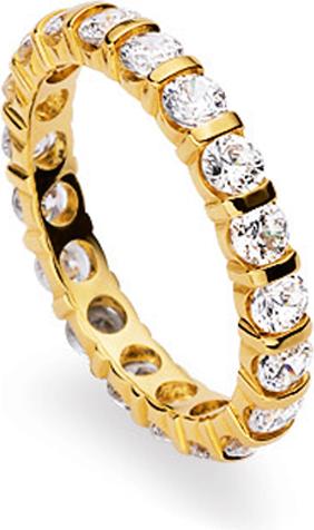 Actual product image Natsumi Schmuck Ring Alliance Yellow Gold 18K/750 Zirconia Bar Setting (51, 750/18 K Gold)