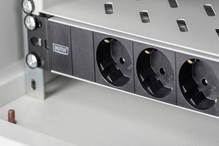 Actual product image Digitus Socket strip 3-fold 25.4cm 10 inch black incl. installation bracket (3 x, CEE 7/3, 2 m)