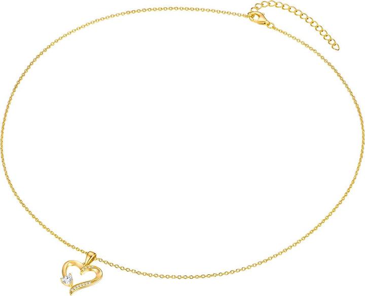 Rafaela Donata Damen Herz Sterling Silber Zirkonia Gelbgold 40,0 cm Basiskette + 5,0 cm Verlängerung - 33782 (Sterling Silber, 40 - 45 cm)