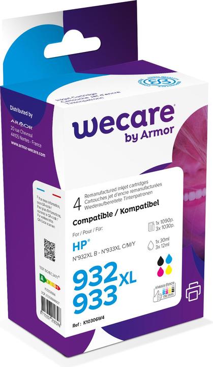 Actual product image Wecare Multi 932XL/933 rebuilt CMYBK C2P42AE e.g. HP OfficeJet 6700 30/3x12ml (M, C, Y)