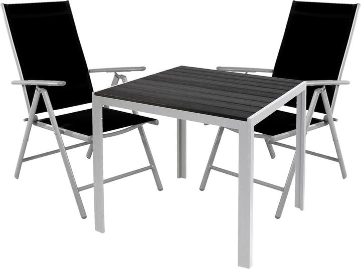 Produktbild Mojawo Gartengarnitur 3-teilig 90x90cm Aluminium / Non-Wood Silber / Schwarz (90 cm)