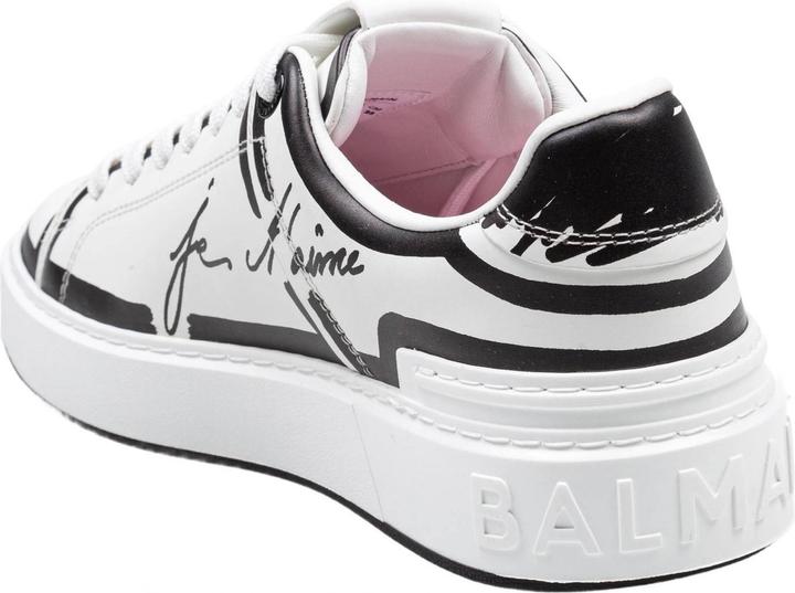 Actual product image Balmain b-court calf leather sneakers color black and white (37)