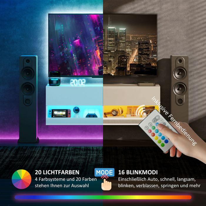 Actual product image Swisshandel24 TV-Hängeschrank mit LED-Beleuchtung, TV-Schrank 120 x 35 x 40,5 cm Hochglanzweiss