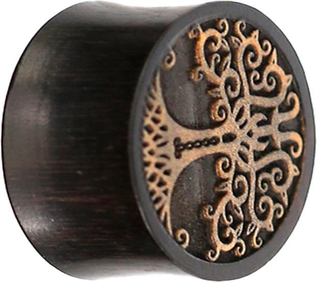 Star Piercing Flared Plug Baum des Lebens Krokodilholz aus Tamarind Holz (ohne Messing, Organisch)