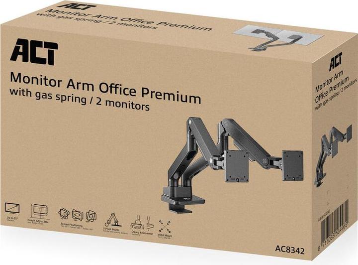Produktbild Dual monitor arm office premium, with gas spring (Tisch, 35")