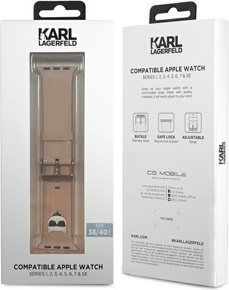 Actual product image Karl Lagerfeld KLAWMSLCP Apple Watch Strap 38/40 / 41mm pink / pink strap Silicone Choupette Heads (38 mm, 40 mm, Silicone)