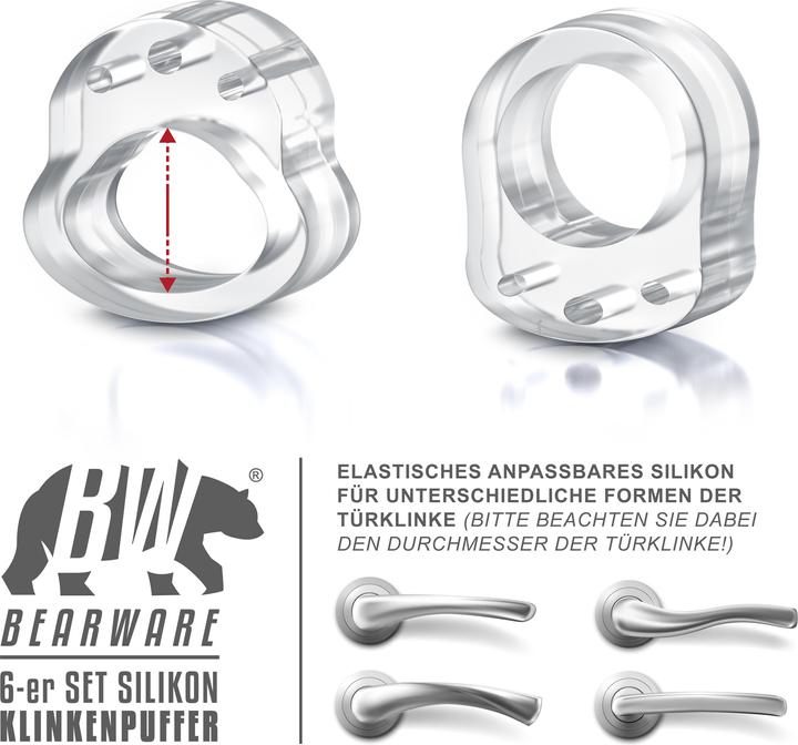Image du produit Bearware Butoir de poignée de porte (6 pièce(s), Ø 2,5 x 3,2 cm)