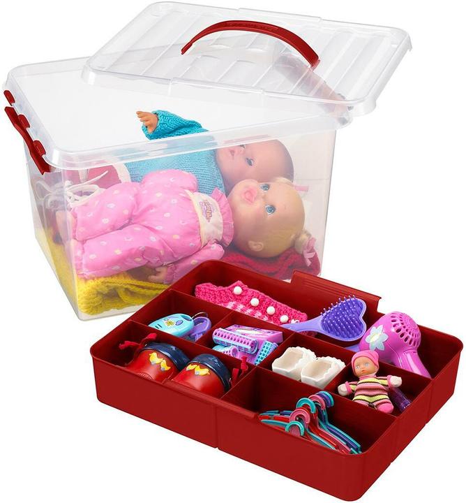 Produktbild Sunware Q-line Aufbewahrungsbox mit Einsatz 15L transparent rot (40 x 30 x 18 cm, 15 l)