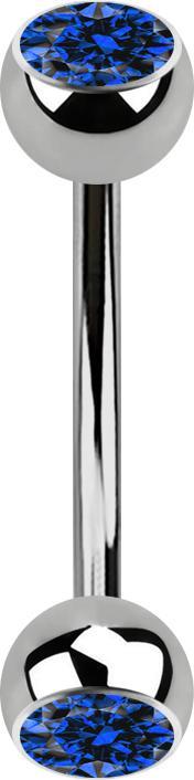 Star Piercing Micro Banane silber mit zwei Kugeln Kristall dunkelblau (ohne Messing, Titan G23)