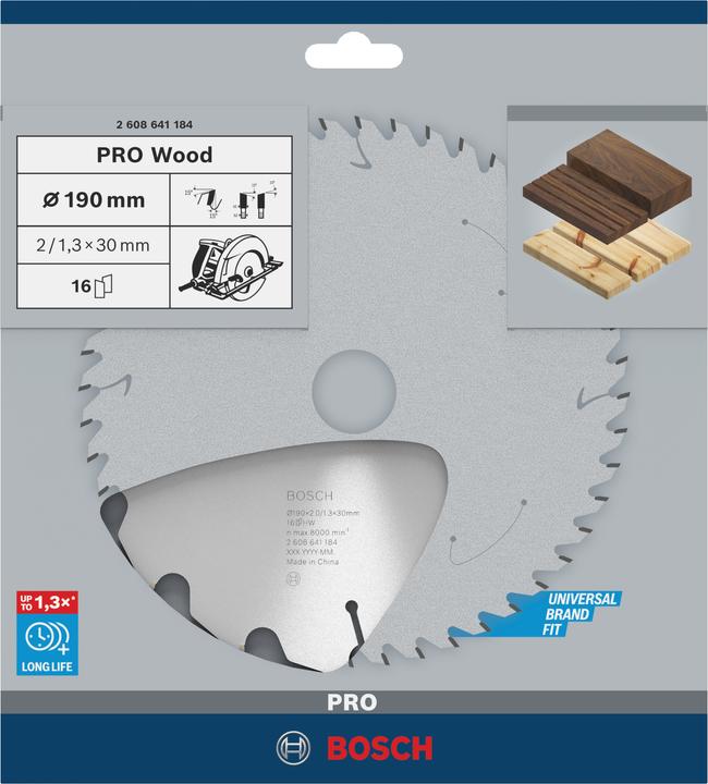 Actual product image Bosch Professional Zubehör PRO Wood circular saw blade, 190 x 2 x 30 mm