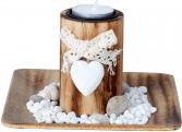 IKO Tealight holder set square with heart and loop