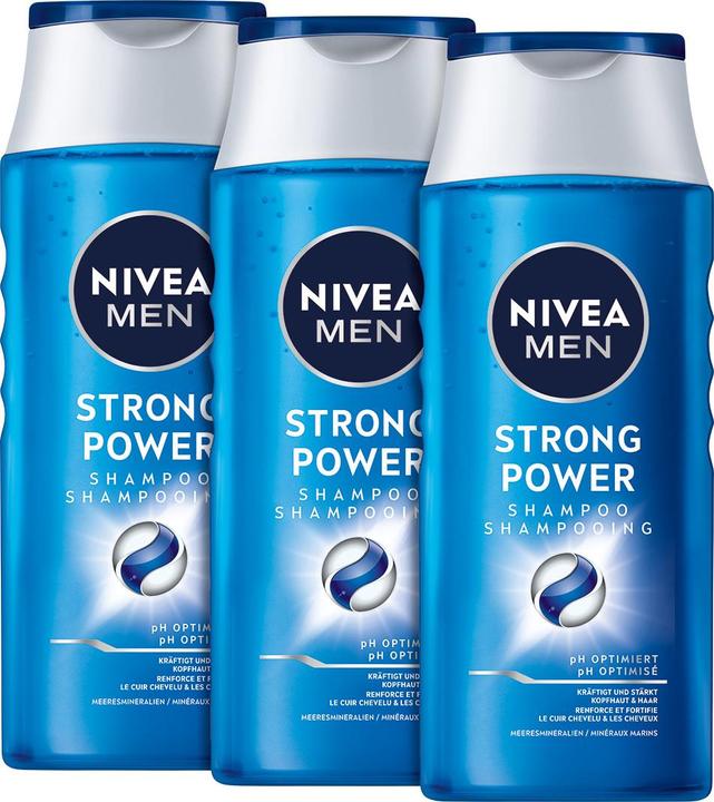 NIVEA Strong Power pH-Optimal Shampoo Trio (750 ml, Flüssiges Shampoo)