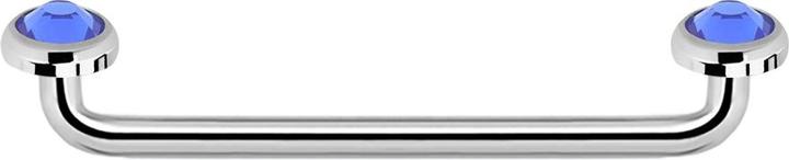 Immagine prodotto Star Piercing Superficie Barbell filetto interno argento 90° con due dischi cristallo azzurro (Acciaio chirurgico 316L)